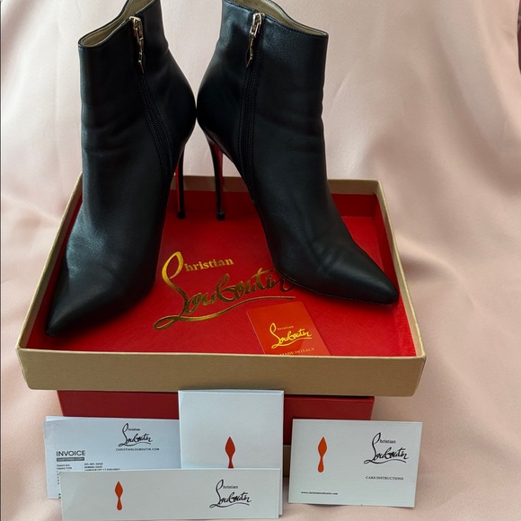 Red Soles Black Stiletto Ankle Boots - Picture 4 of 13